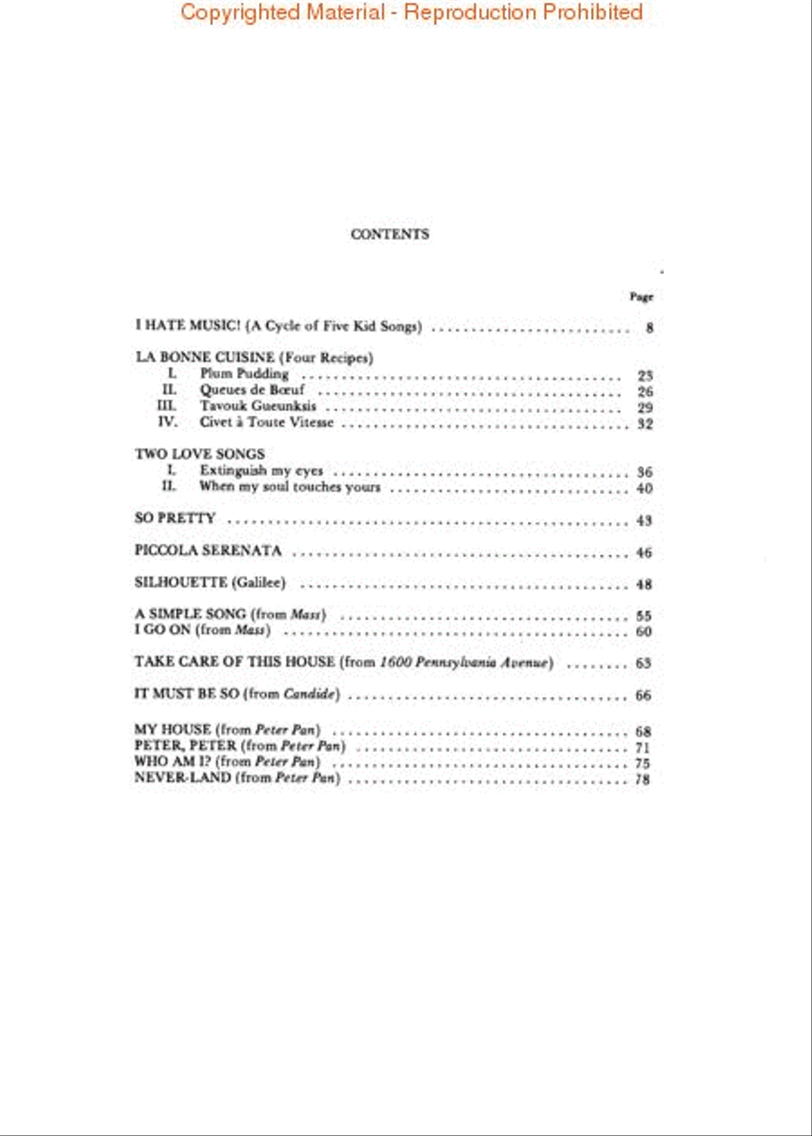Leonard Bernstein: Song Album Voice Solo scores gallery preview page 2