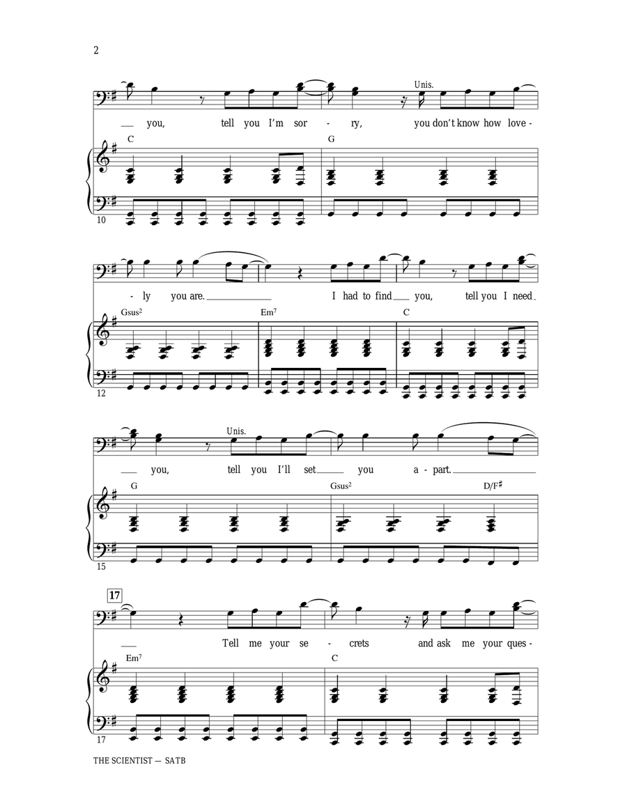 The Scientist (arr. Ed Lojeski) 4-Part scores gallery preview page 2