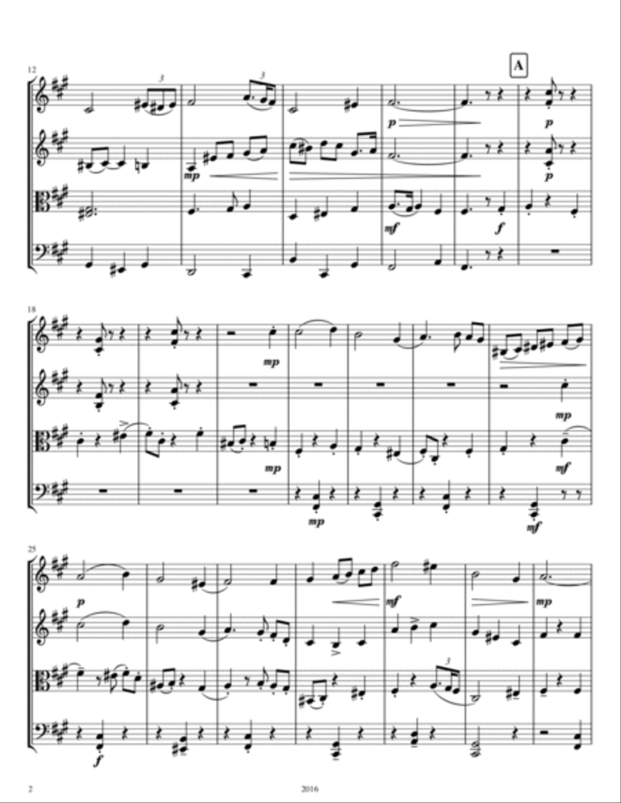 Minor Detour: Amazing Grace String Quartet scores gallery preview page 3