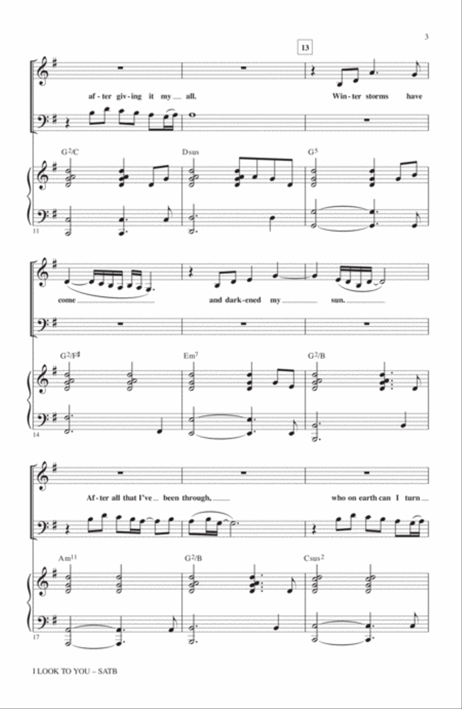 I Look To You 4-Part scores gallery preview page 2