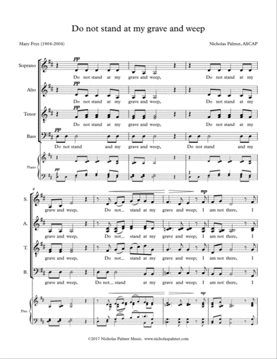 Do not stand at my grave and weep 4-Part scores gallery preview page 3