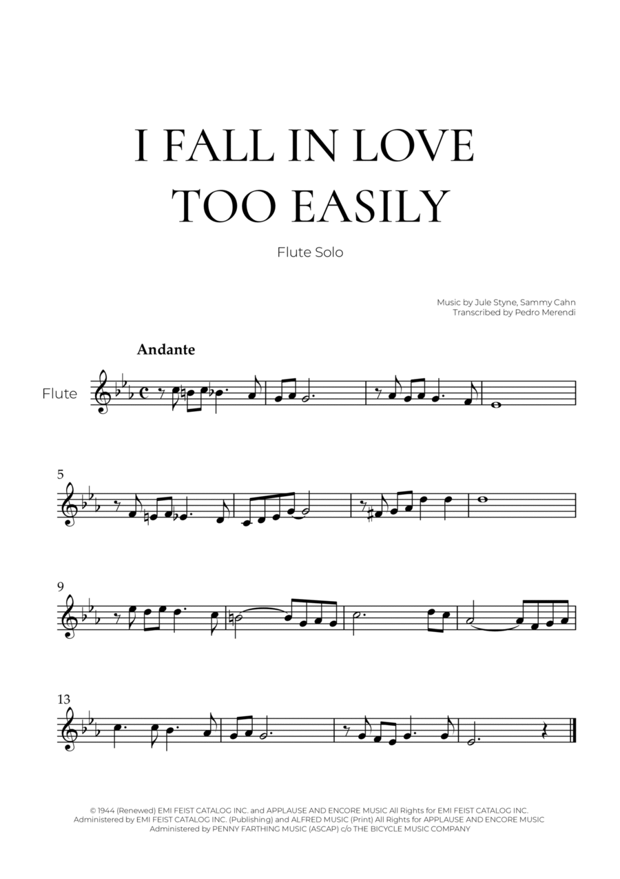 I Fall In Love Too Easily Flute Solo scores gallery preview page 1