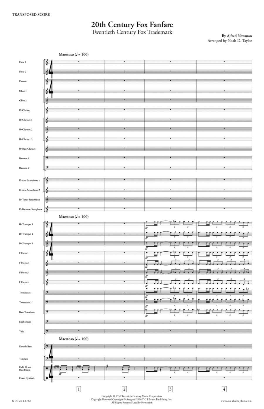 Twentieth Century Fox Trademark Concert Band scores gallery preview page 1