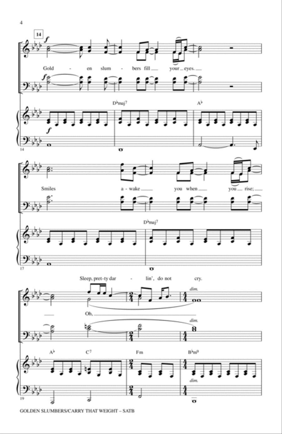 Golden Slumbers/Carry That Weight (from Sing) (arr. Mac Huff) 4-Part scores gallery preview page 3
