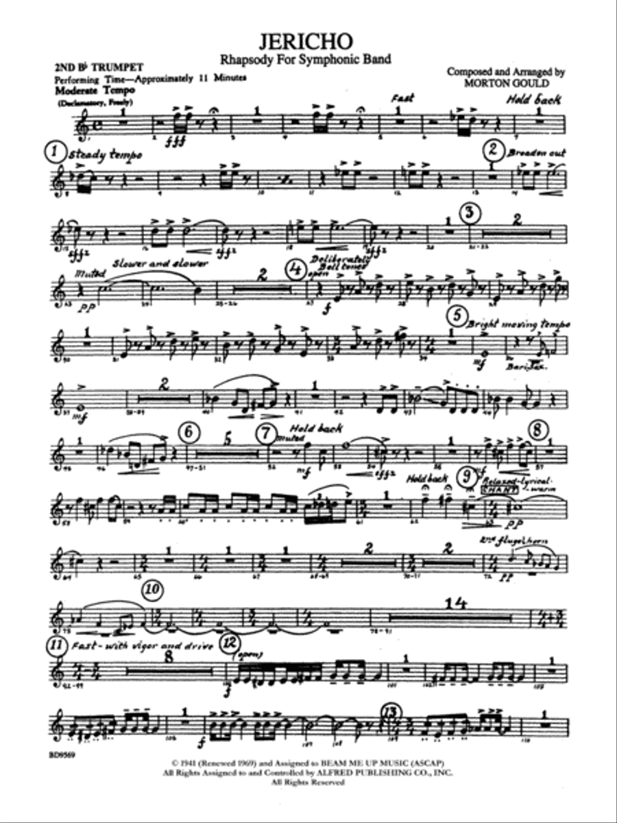 Jericho: 2nd B-flat Trumpet Concert Band scores gallery preview page 1