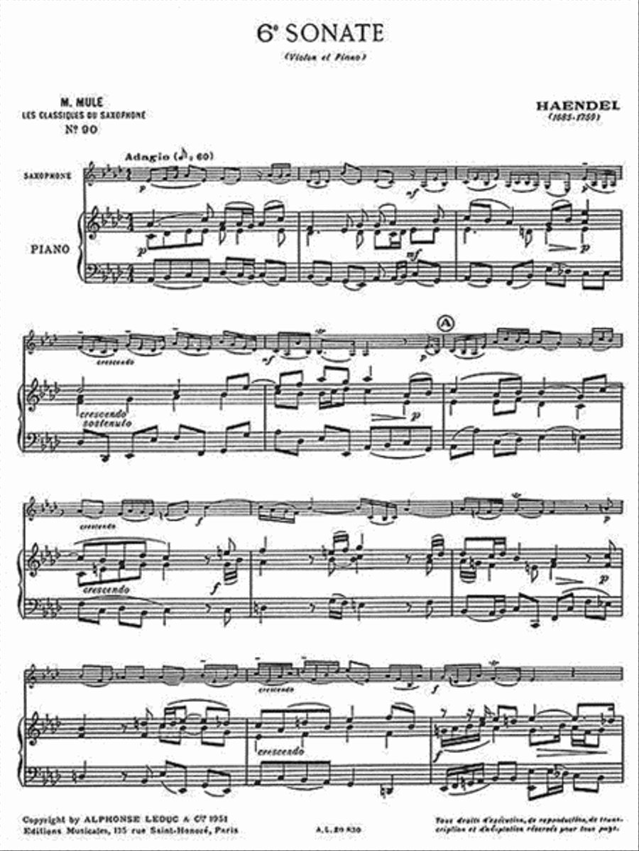6e Sonate de Haendel [6th Sonate of Handel] Piano Accompaniment scores gallery preview page 2