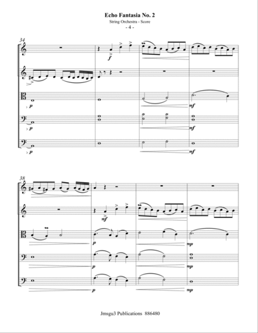 Sweelinck: Echo Fantasia No. 2 for String Orchesrta - Score Only String Orchestra scores gallery preview page 4