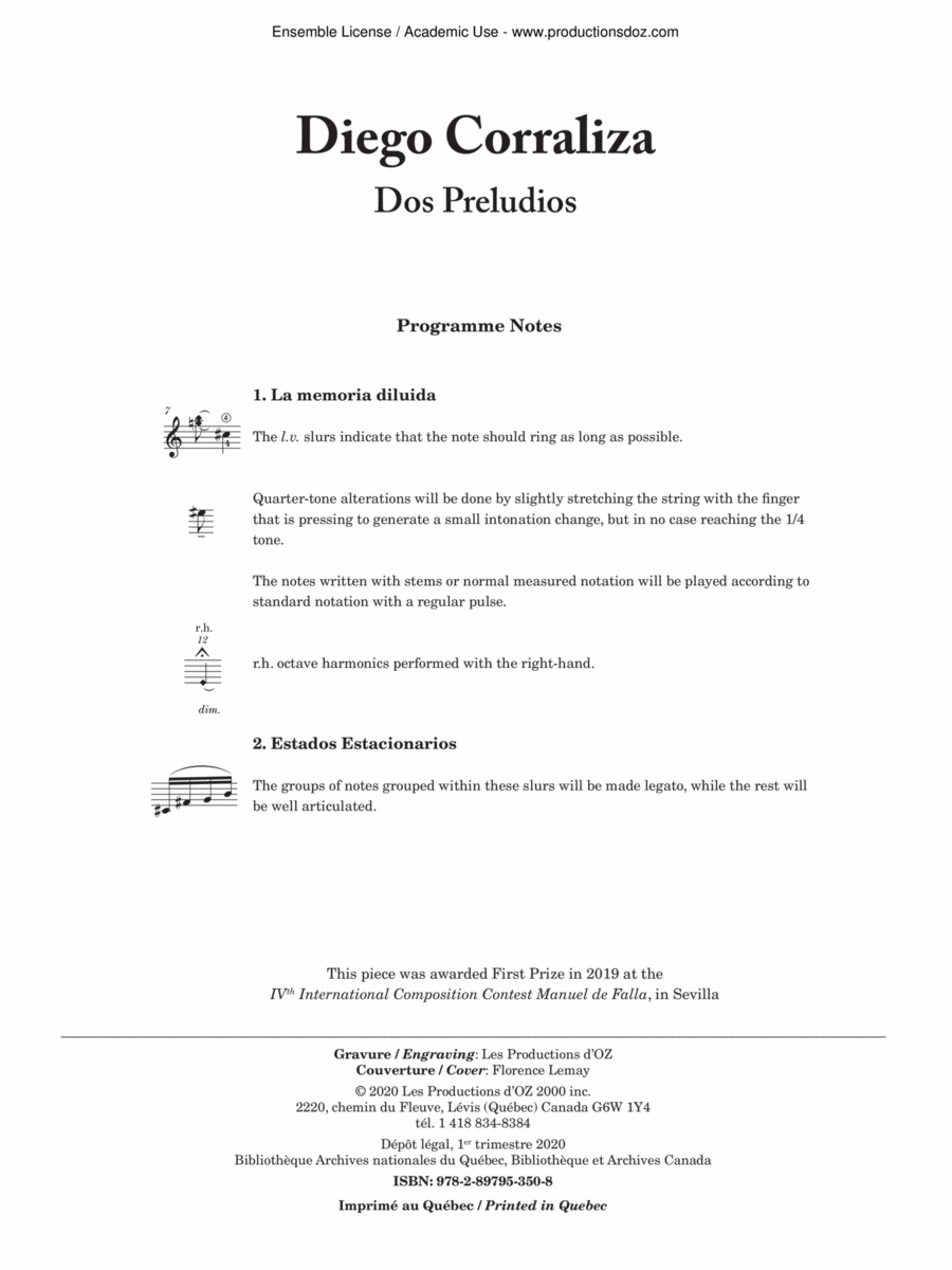 Dos Preludios Classical Guitar scores gallery preview page 1