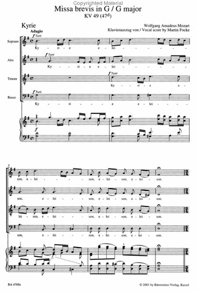Missa brevis G major, KV 49 (47 d)