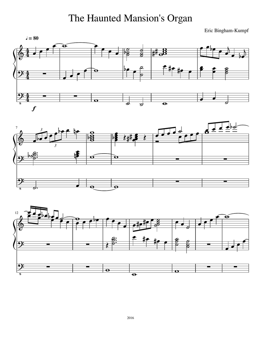 The Haunted Mansion's Organ Organ Solo scores gallery preview page 1