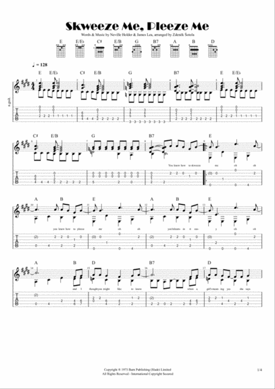 Skweeze Me Pleeze Me Guitar Tablature scores gallery preview page 2