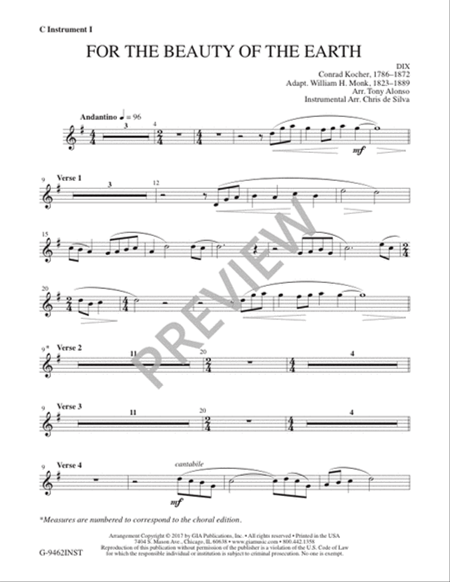 For the Beauty of the Earth - Instrument edition Cello scores gallery preview page 2