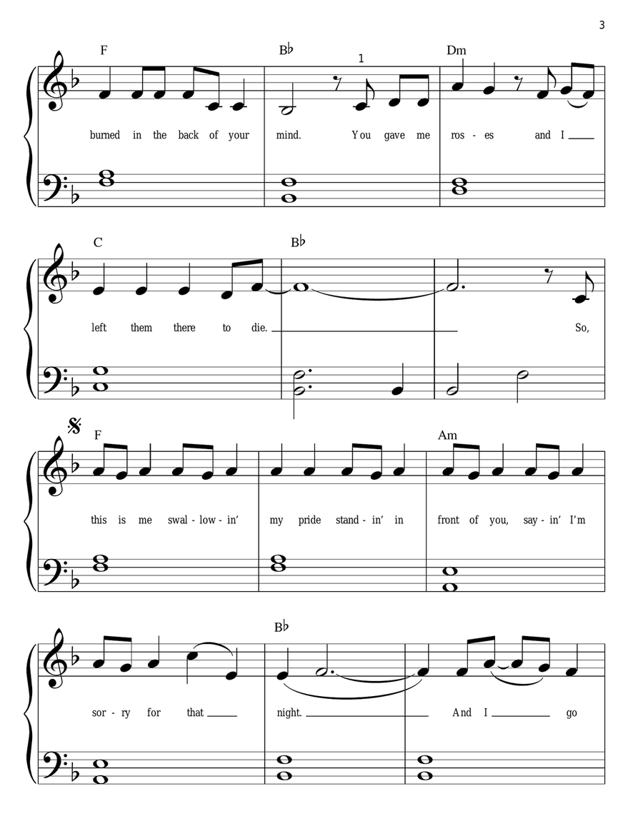 Back To December Easy Piano scores gallery preview page 3