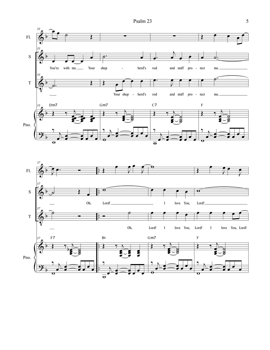 Psalm 23 (Duet for Soprano and Tenor solo) Tenor Voice scores gallery preview page 5