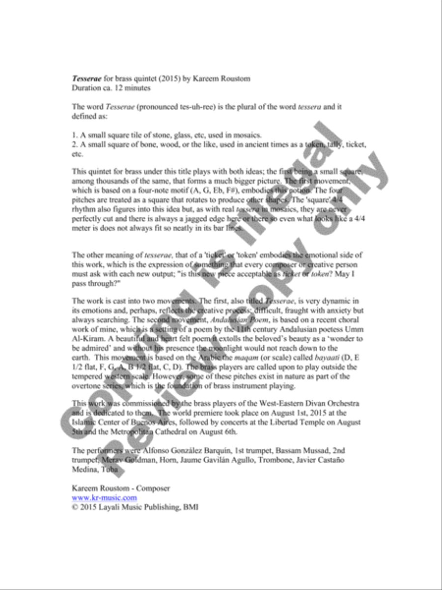 Tesserae Tesserae Brass Quintet scores gallery preview page 17