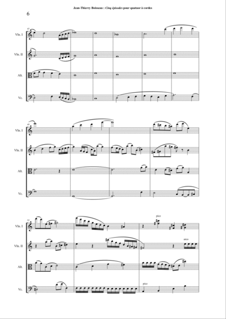 Cinq Episodes (Five Episodes) for string quartet String Quartet scores gallery preview page 6