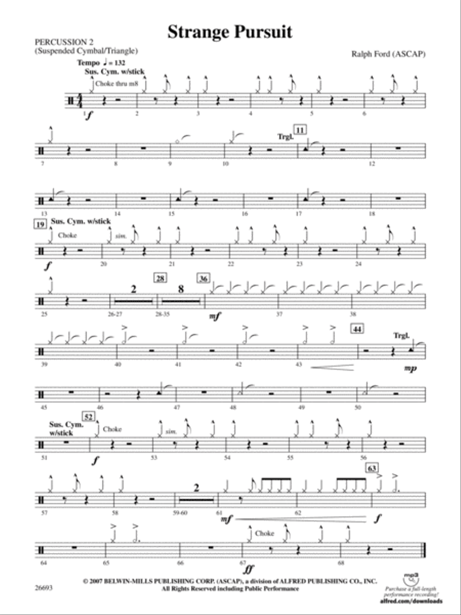 Strange Pursuit: 2nd Percussion Concert Band scores gallery preview page 1