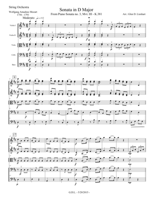 Sonata no. 3 in D Major K.381 - Extra Score
