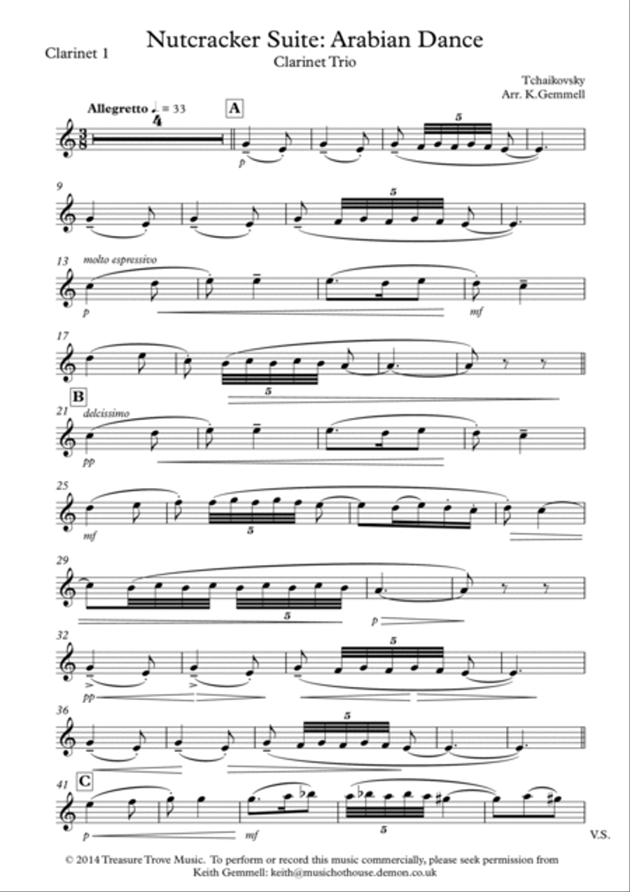 Nutcracker Suite - Arabian Dance: Clarinet Trio Clarinet Trio scores gallery preview page 6