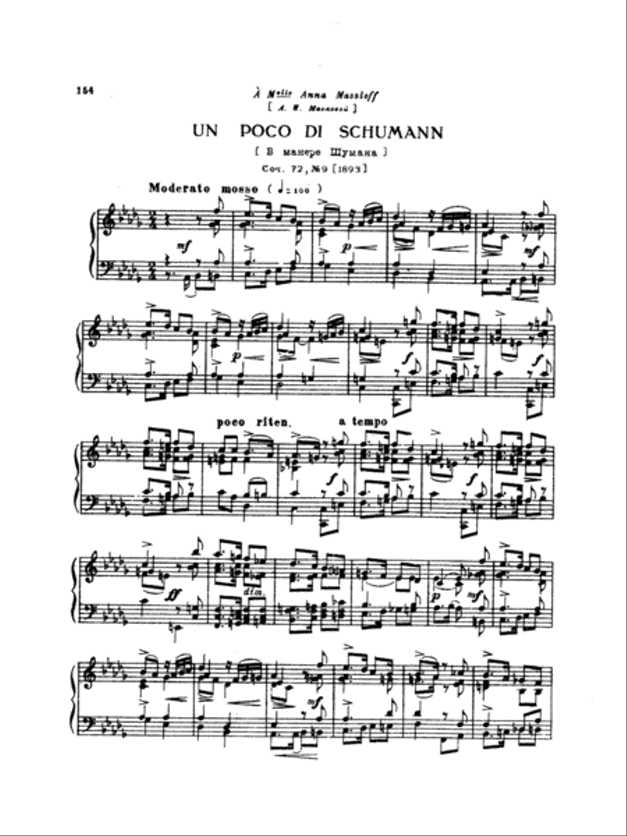 Tchaikovsky: Eighteen Piano Pieces, Op. 72; Aveu Passionne; Valse, Op. 40, No. 9, 1st Version Piano Solo scores gallery preview page 1
