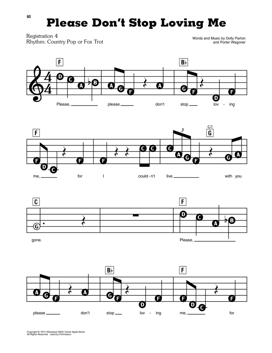 Please Don't Stop Loving Me Electronic Keyboard scores gallery preview page 1