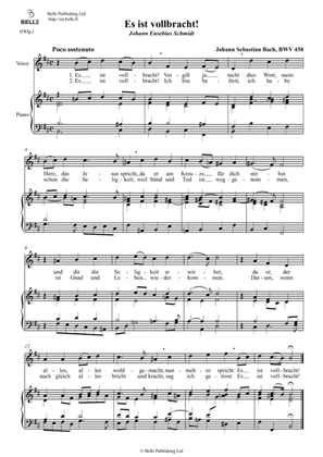 Es ist vollbracht!, BWV 458 (Original key. B minor)