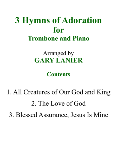 Gary Lanier: 3 HYMNS of ADORATION (Duets for Trombone & Piano) image number null