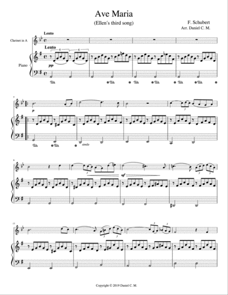 Ave Maria for A clarinet and piano A Clarinet scores gallery preview page 2