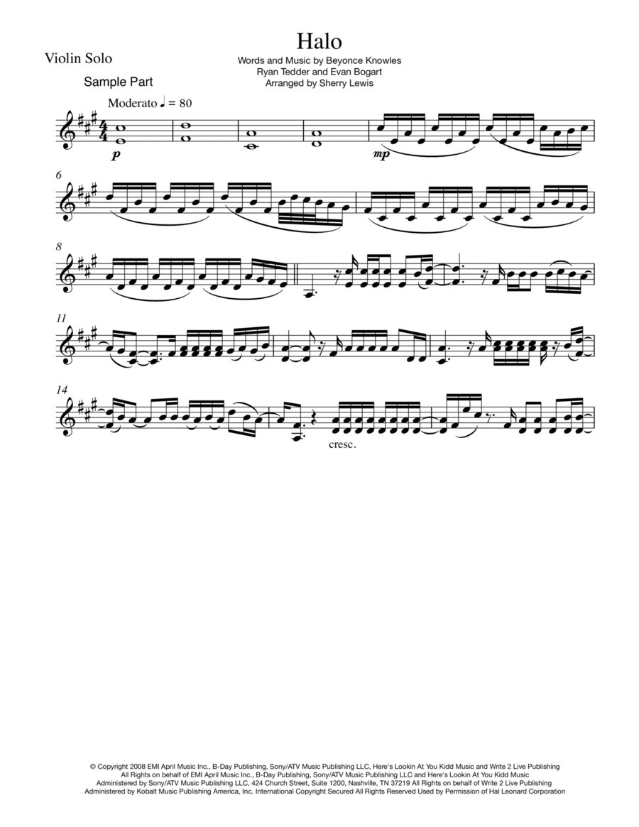 Halo Violin Solo scores gallery preview page 1