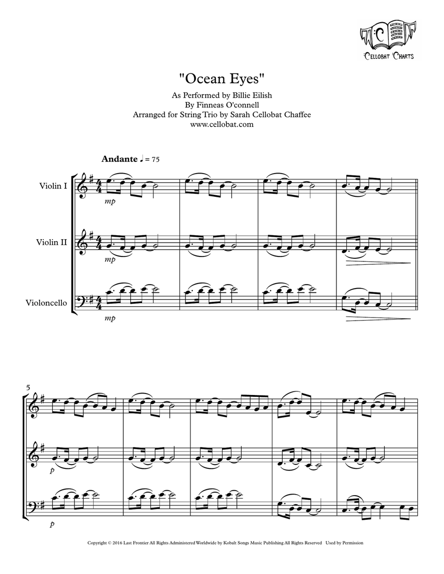 Ocean Eyes String Trio scores gallery preview page 1