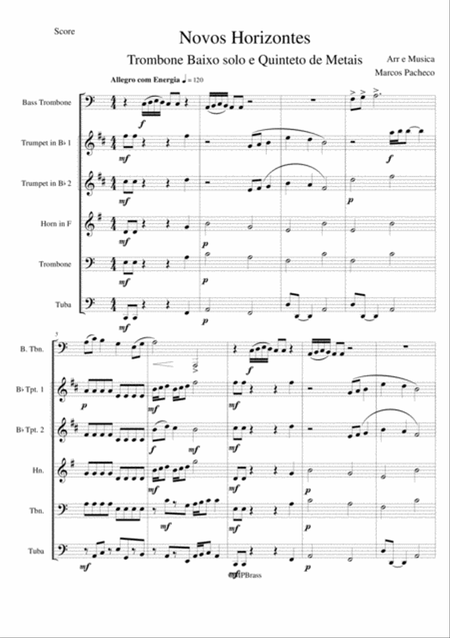 Novos Horizontes ( New Horizons) Brass Ensemble scores gallery preview page 2
