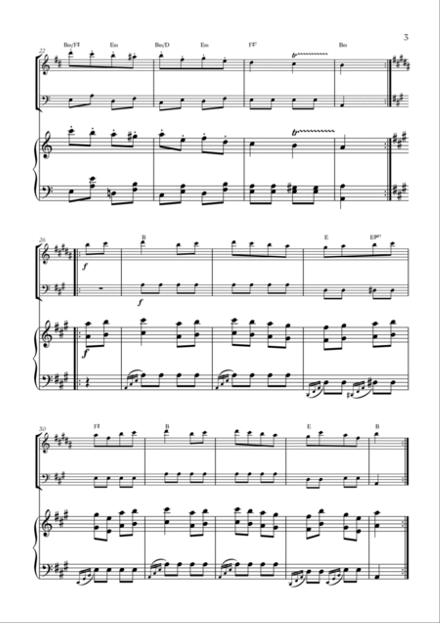 W. A. Mozart - Turkish March (Alla Turca) for Clarinet, Cello and Piano B-Flat Clarinet scores gallery preview page 3