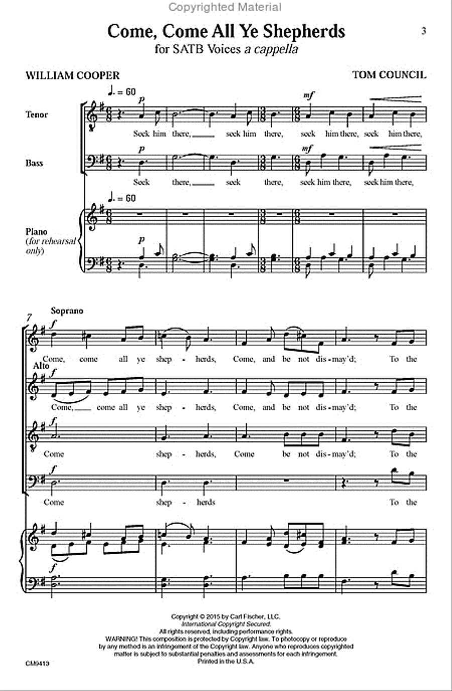 Come, Come All Ye Shepherds 4-Part scores gallery preview page 2
