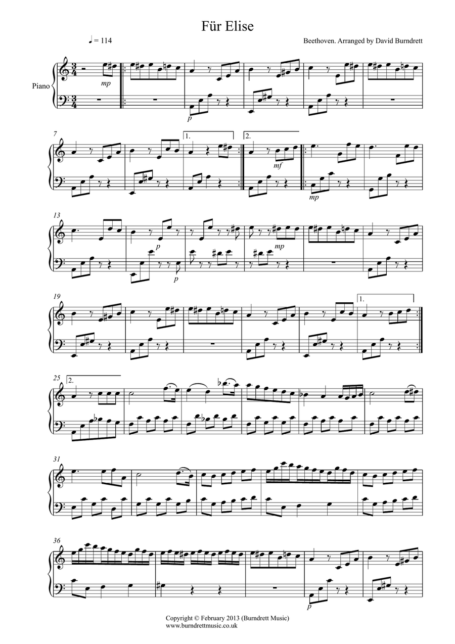 Book cover for Für Elise for Easy Piano Solo