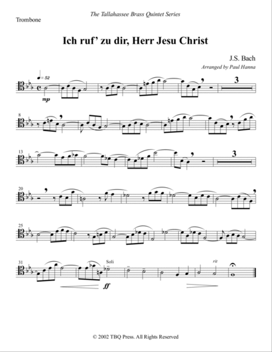 Ich ruf'' zu dir, Herr Jesu Christ Brass Ensemble scores gallery preview page 3