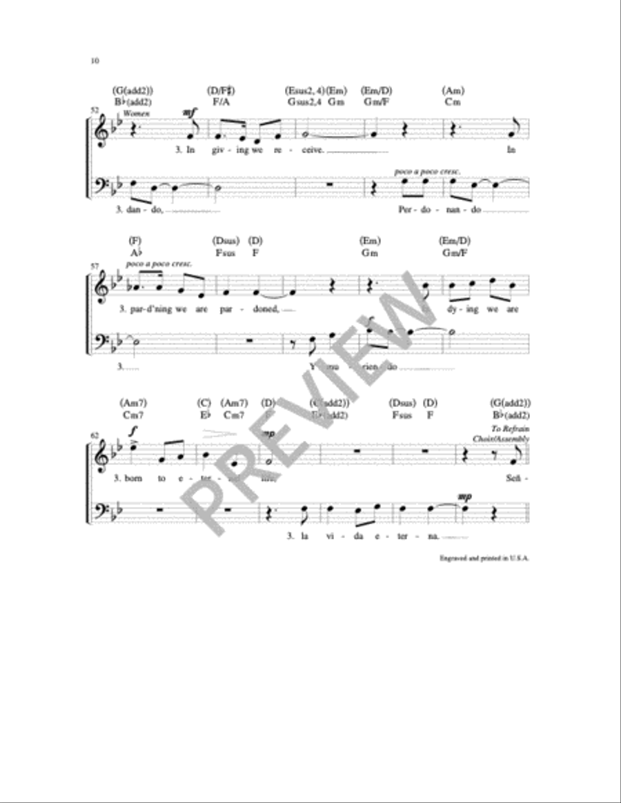 Señor, Hazme Un Instrumento de Tu Paz 4-Part scores gallery preview page 2