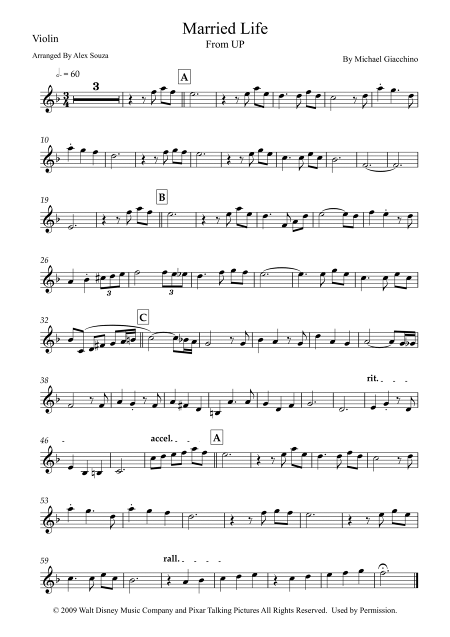 Married Life Married Life String Duet scores gallery preview page 1