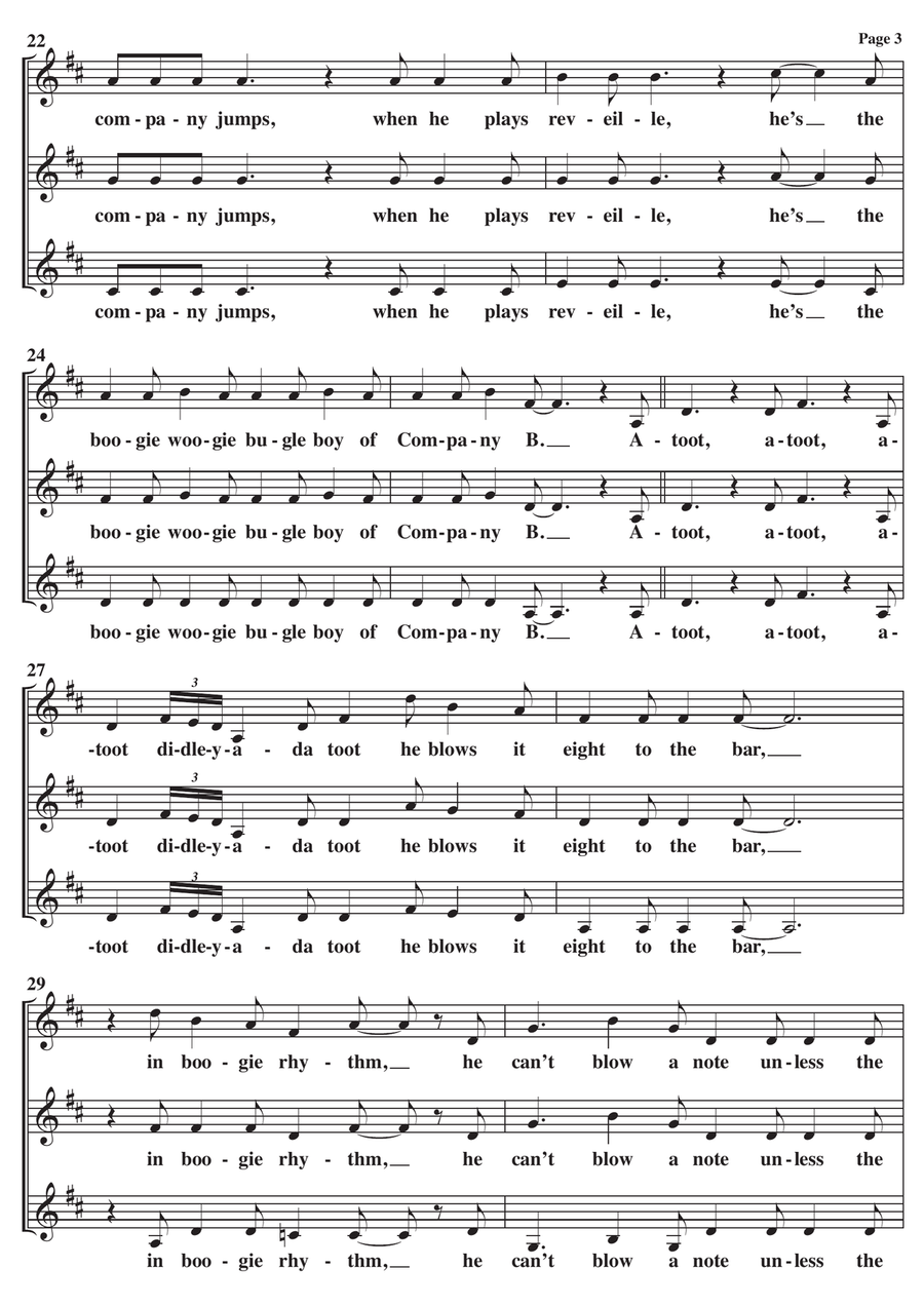 Boogie Woogie Bugle Boy SSA scores gallery preview page 3