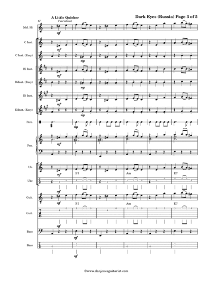 Dark Eyes (Les Yeux Noirs) Large Ensemble scores gallery preview page 4