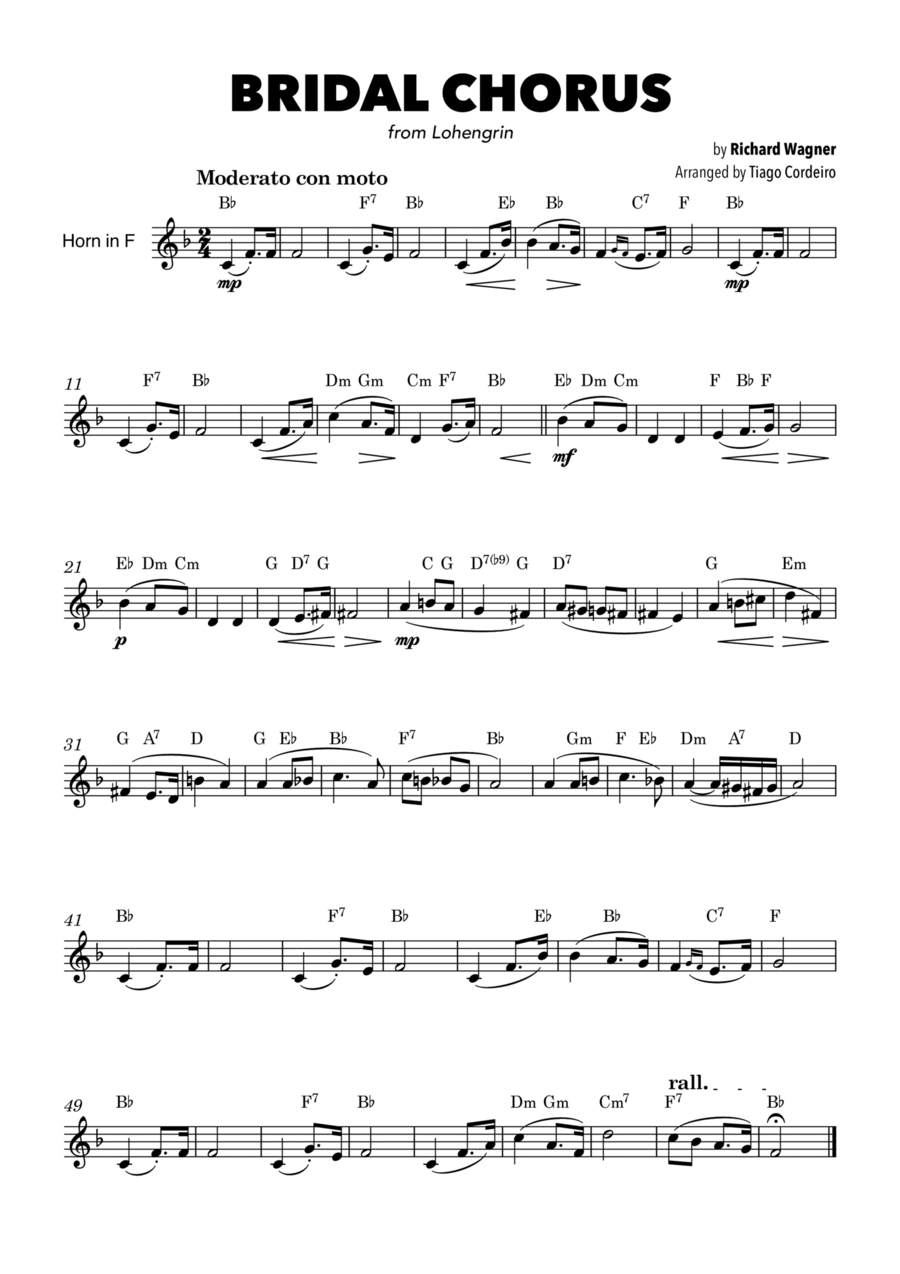 Bridal Chorus Horn Solo scores gallery preview page 1