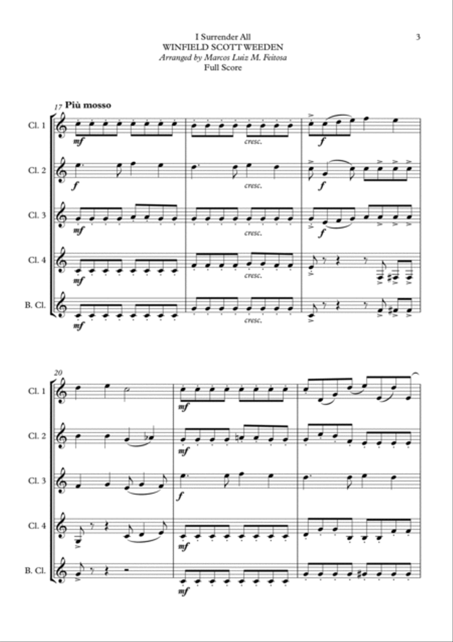 I Surrender All (Tudo Entregarei) - Clarinet Quintet Clarinet Quintet scores gallery preview page 5