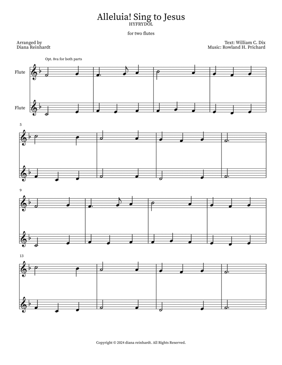Alleluia! Sing to Jesus Alleluia! Sing to Jesus Woodwind Duet scores gallery preview page 1