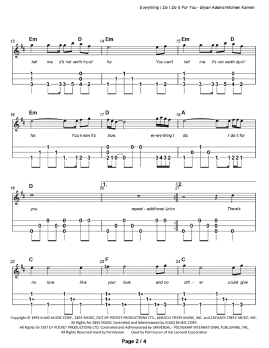(Everything I Do) I Do It For You Dulcimer scores gallery preview page 3
