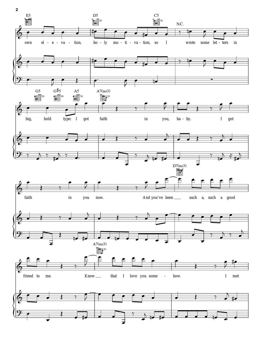 Faith Faith Piano, Vocal, Guitar scores gallery preview page 2
