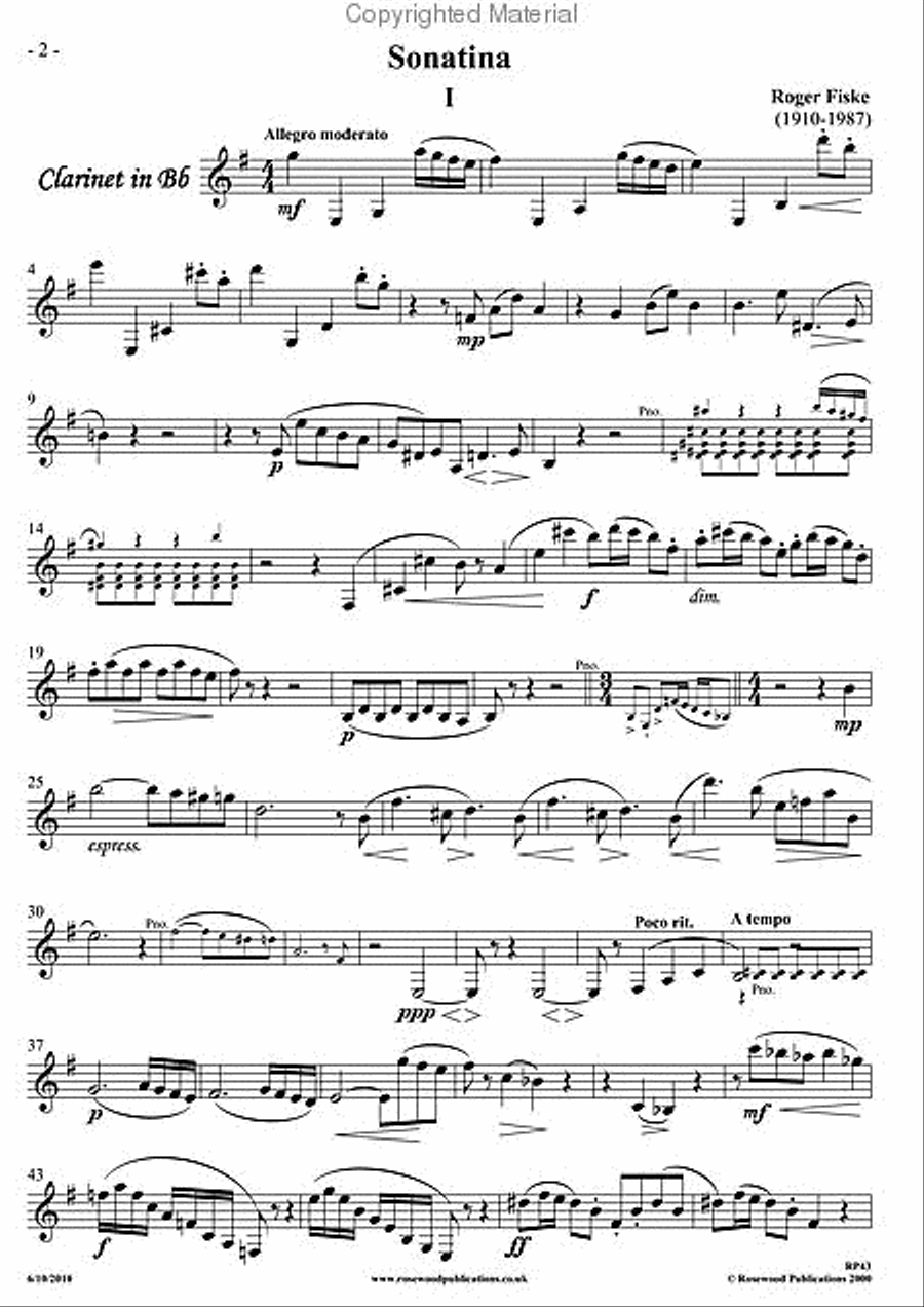 Sonatina Sonatina Clarinet Solo scores gallery preview page 3
