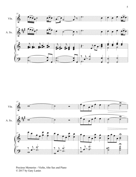Precious Memories (Trio - Violin, Alto Sax & Piano with Score/Parts) image number null
