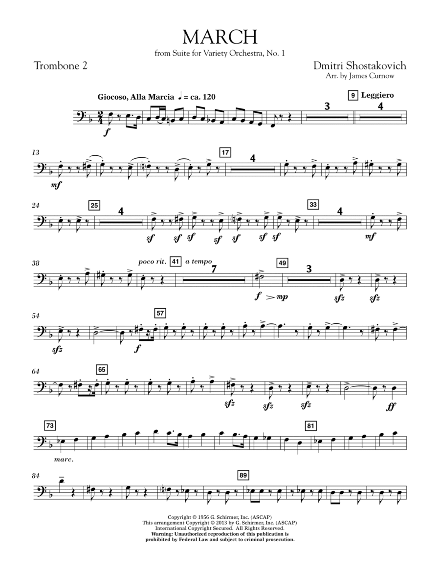 March from Suite for Variety Orchestra, No. 1 - Trombone 2