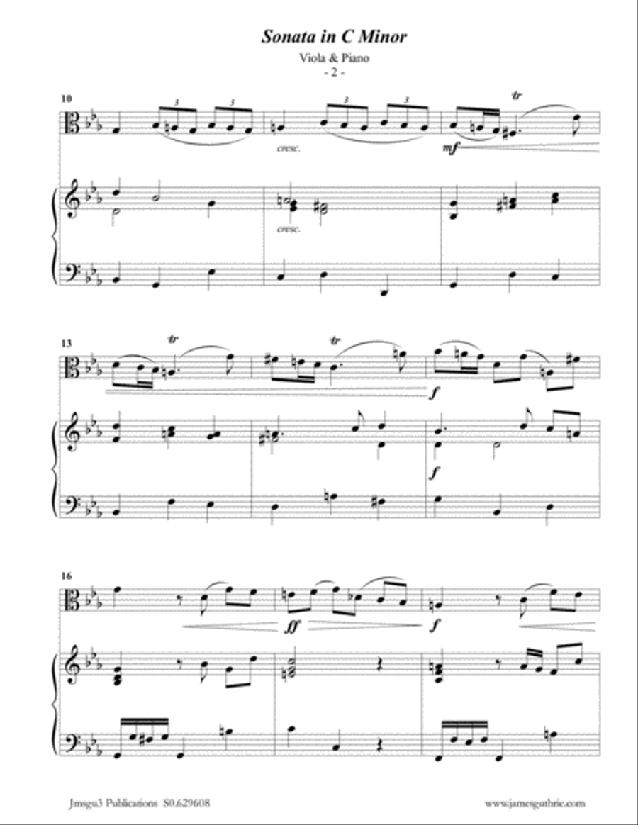 Telemann: Sonata in C Minor for Viola & Piano Viola scores gallery preview page 2