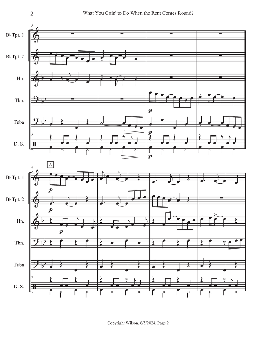 What You Goin' to Do When the Rent Comes 'Round? Brass Quintet scores gallery preview page 3