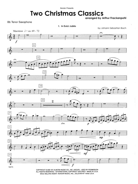 Two Christmas Classics - Bb Tenor Saxophone